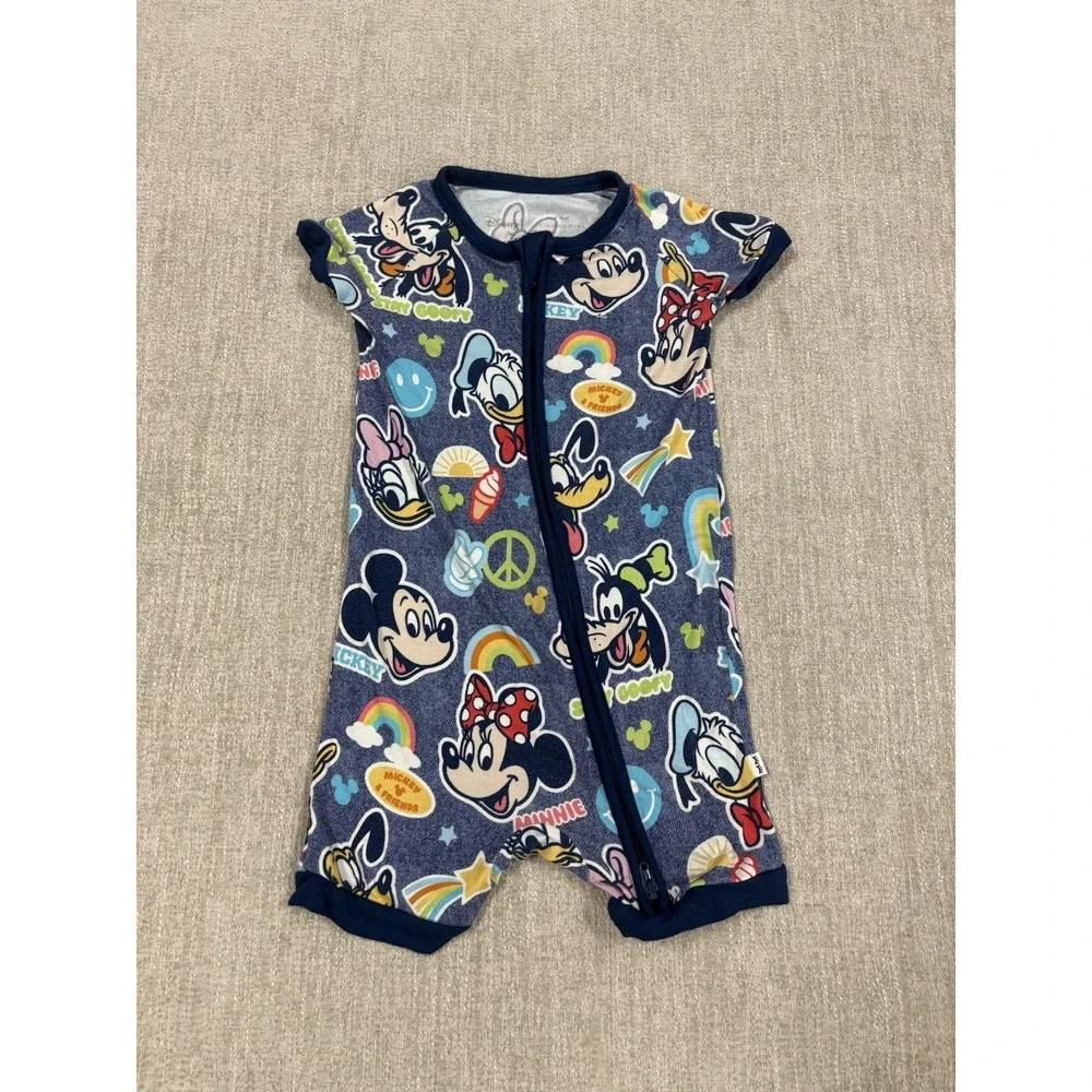 Little Sleepies Mickey's Clubhouse Bamboo Shorty Zippy Pajama Size 12-18 Months